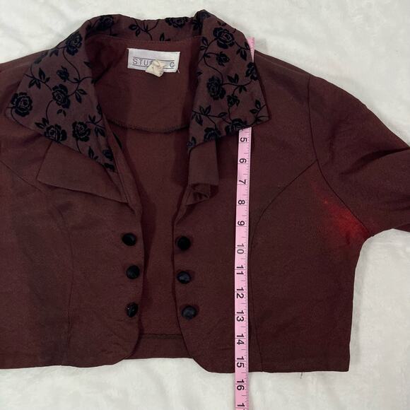 Vintage Studio C Maroon and Black Floral 2-Piece Dress and Jacket Set - Picture 14 of 16